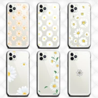 art floral daisy phone case clear for iphone 13 12 11 pro max mini xs 8 7 plus x se 2020 xr cover