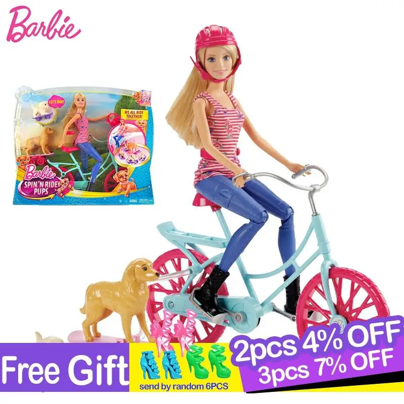 Оригинальные велосипедные наборы Барби игрушки для езды на собак детей модные