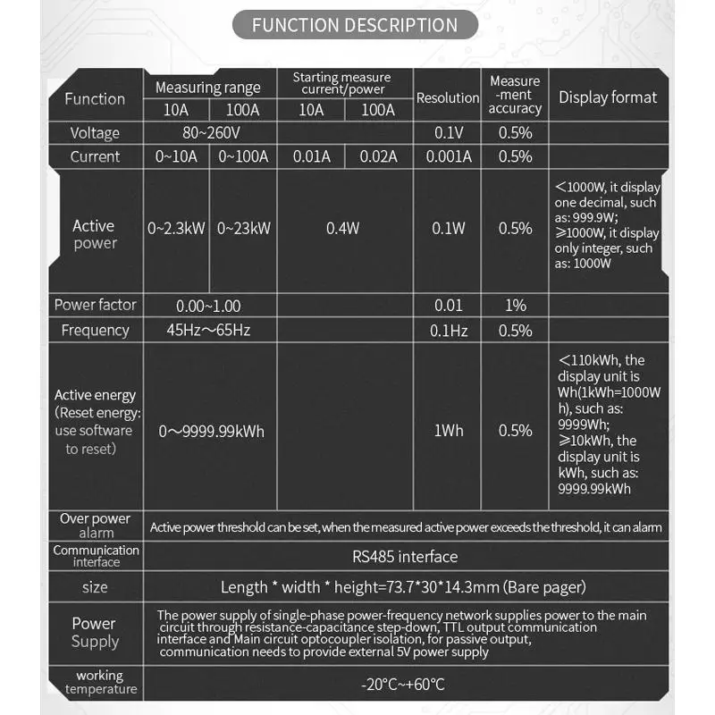 PZEM 004T 3 0 Версия TTL Modbus RTU измеритель мощности кВтч метр переменного тока