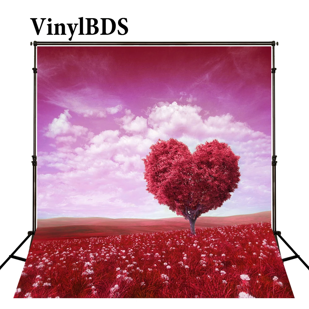 

VinylBDS День Святого Валентина фон для фотосъемки красный любовь Дерево Романтические цветы фоны для фотостудии