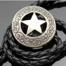 Новое поступление западный юго-западный мужской подарок Техасский Ranger Star Leather Rodeo Bolo Bola Галстук Топ Мода 2 цвета аксессуары - Цвет: Vintage Silver