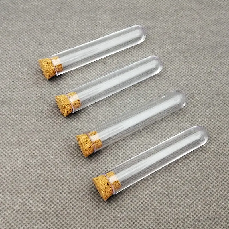 60pcs 12x60mm Transparent Plastic Test Tubes With Corks ,Party Candy Bottle with Round Bottom,Wedding Gift Vial