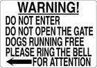 Не входит в открытый звонок для собак, бегающих бесплатно, звонок, металлический знак 8x12 дюймов Предупреждение предупреждающее уведомление о собаке