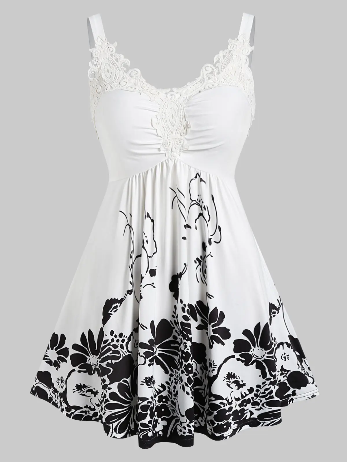 ROSEGAL размера плюс с цветочным принтом в виде сердца и кружевным воротником Панель