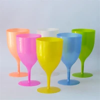 color unpatterned plastic goblet wine glass champagne glass party picnic 350ml multi purpose glass 6pcs
