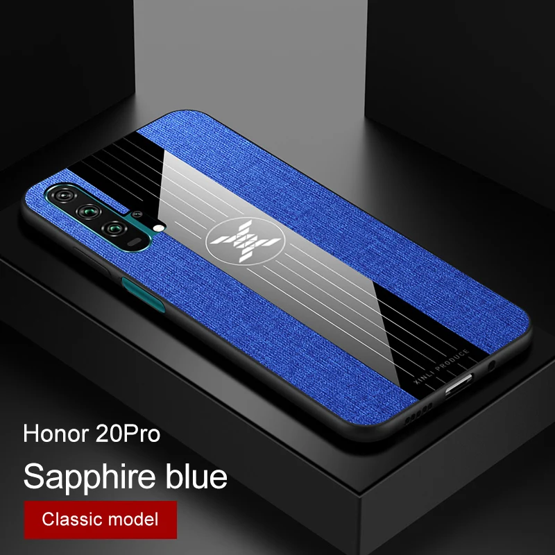 only blue case Чехол для huawei honor 20 Pro, роскошная жесткая ткань с кольцом, магнитный штатив, тонкая защитная задняя крышка для huawei honor 20 20pro honor 20 - Color: only blue case