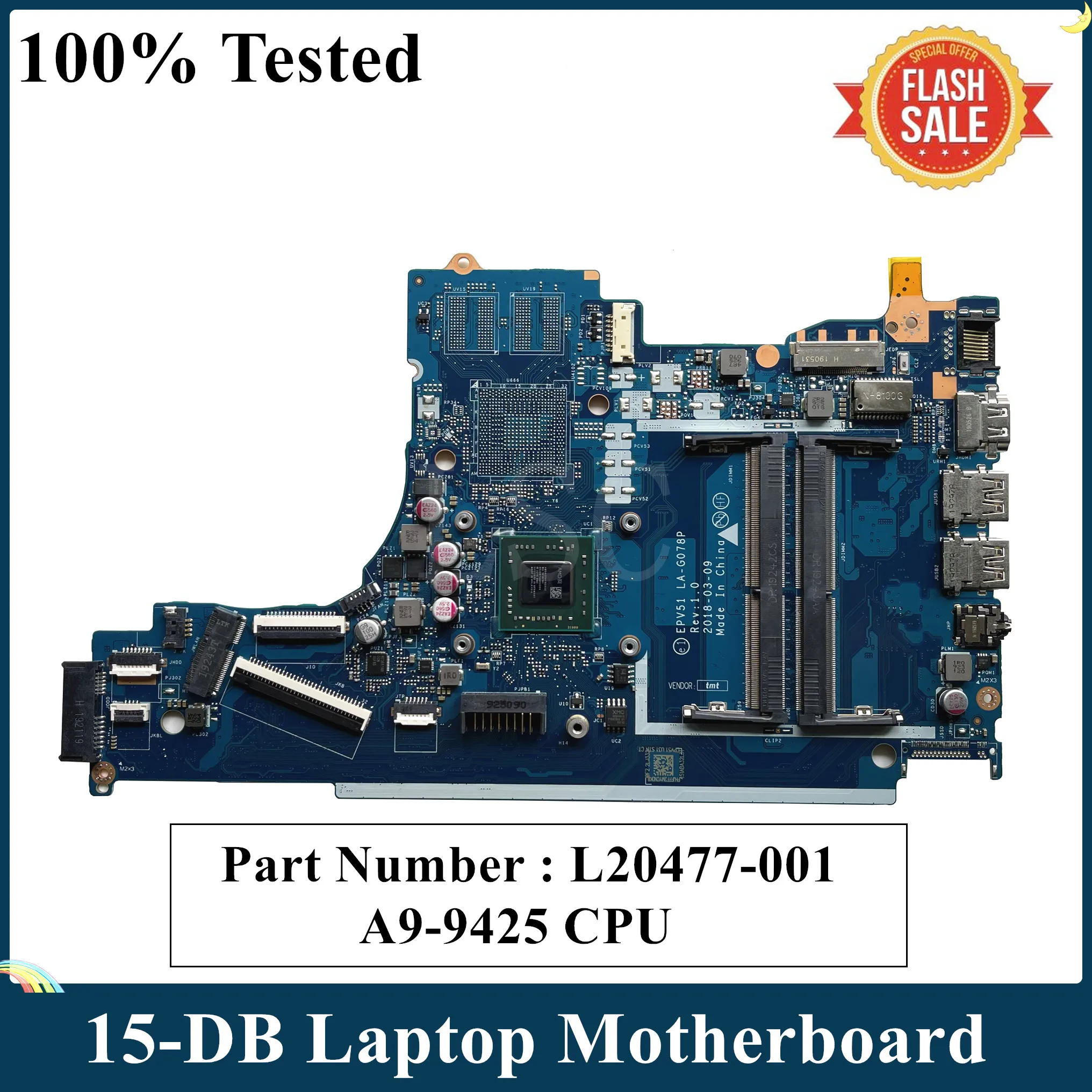 СОП для HP 15 DB DA материнская плата портативного компьютера с A9 9425 AM9425 Процессор EPV51