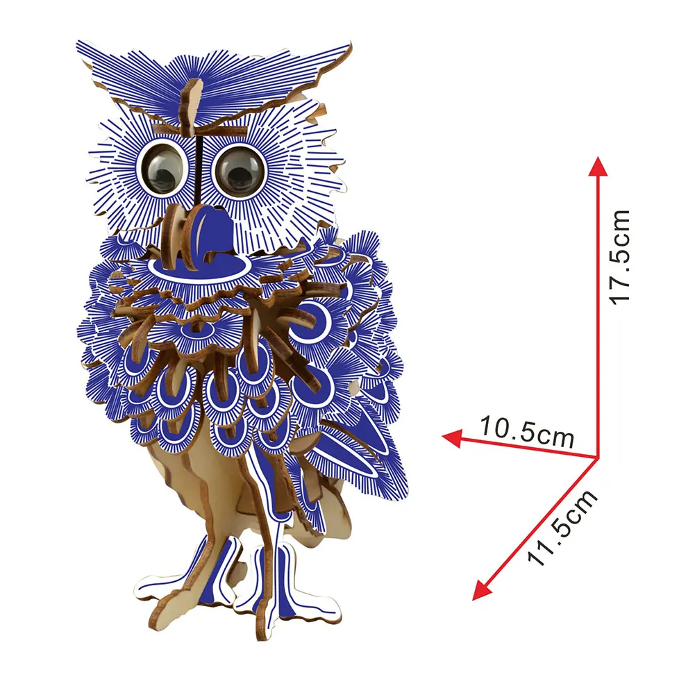 3D деревянные головоломки DIY Сова развивающая игрушка в подарок для детей
