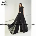 Женское шифоновое вечернее платье, длинное кружевное платье без рукавов, черное платье для выпускного вечера, 2021