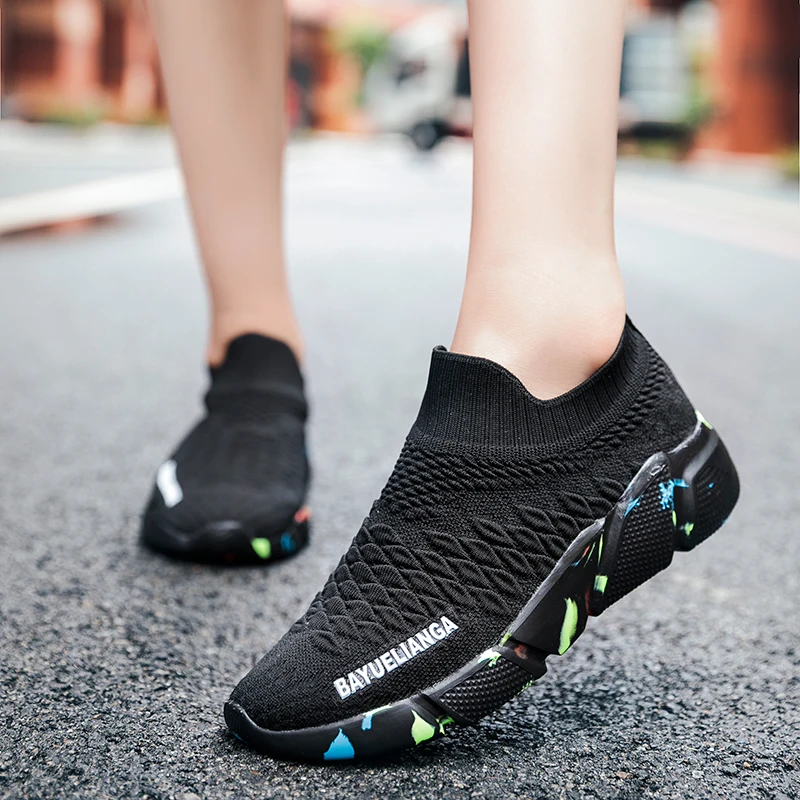 2019 женские мужские носки теннисная обувь повседневные Черные кроссовки летние