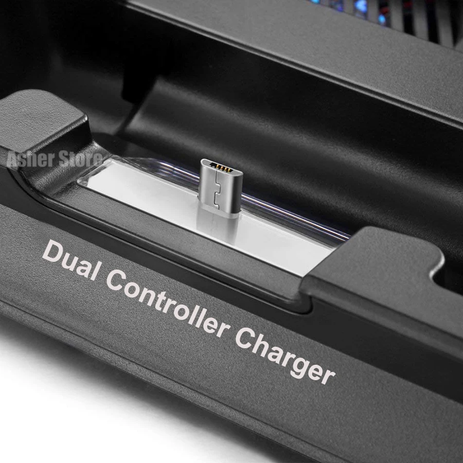 Подставка для консоли PS4 Slim с кулером вентилятором и двойным контроллером