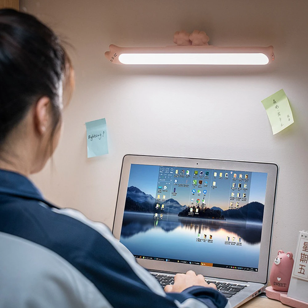 

USB 5V LED Desk Table Light Tube Cute Cat Style Hanging Magnetic Rechargeable Dimmable Night Light for Girl Child Eye-protect