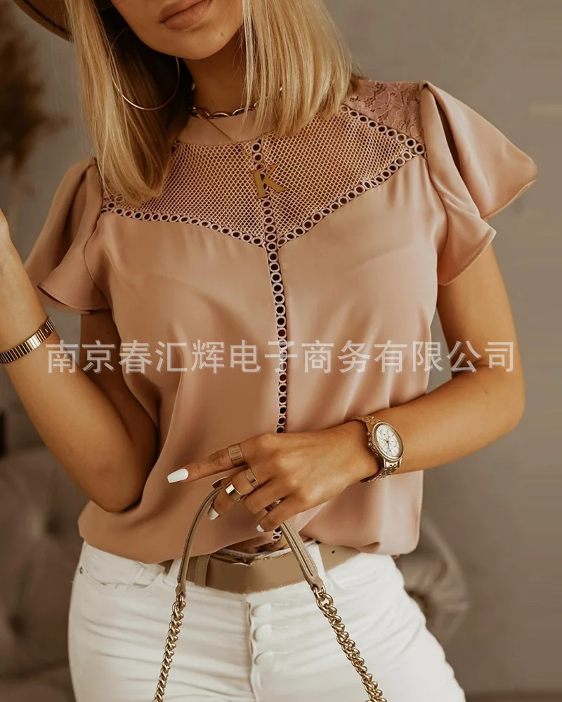 

Patchwork lace casual top