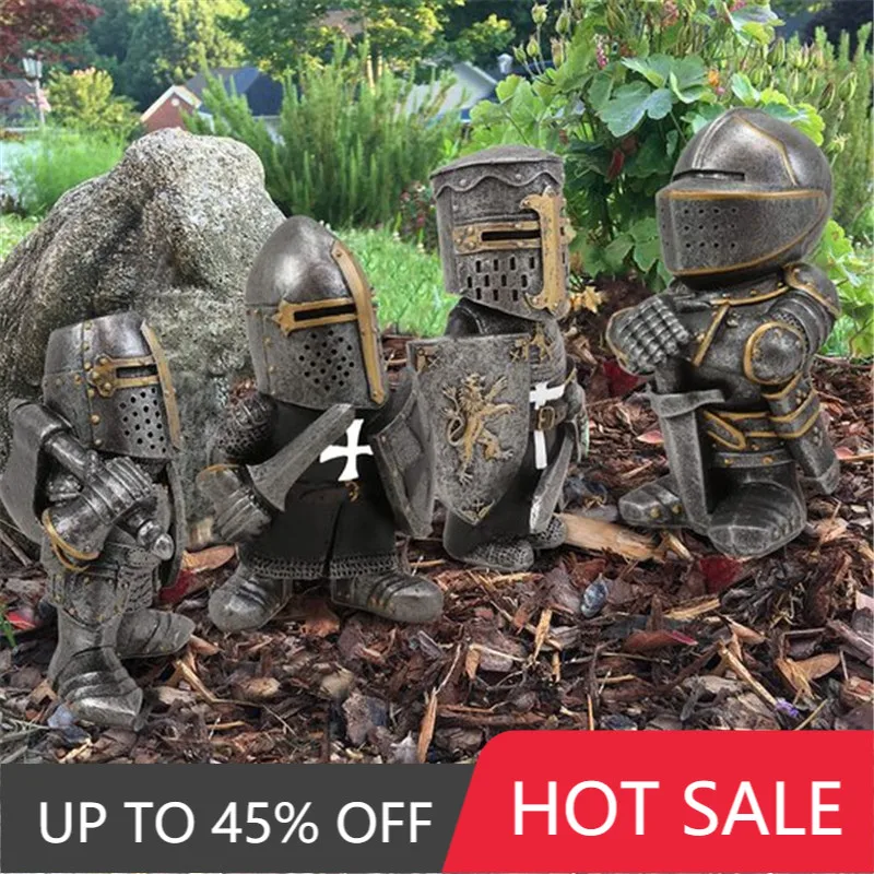 

Guard Gnome Garden Gnome Statue Knight's Cross Temple Sculpture Resin Decoration Suitable for Indoor and Outdoor Garden Lawn