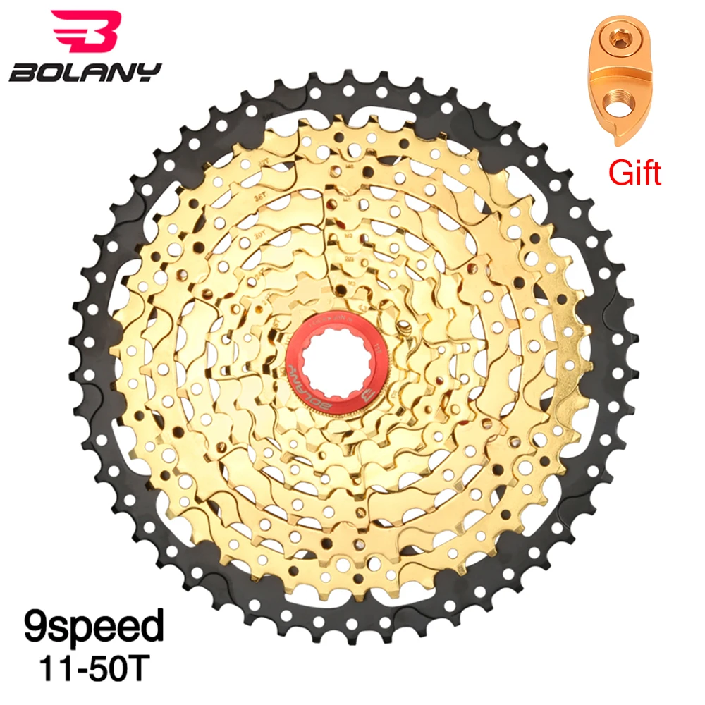 

BOLANY Gold Cassette 9 27S 11-50T Speed Mountain Bike Mtb Wide Ratio Bicycle K7 Freewheel Parts Sprockets