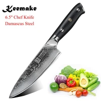 keemake 6 5 inch chef knife japanese damascus vg10 steel core blade kitchen knives razor sharp meat cutting tools g10 handle