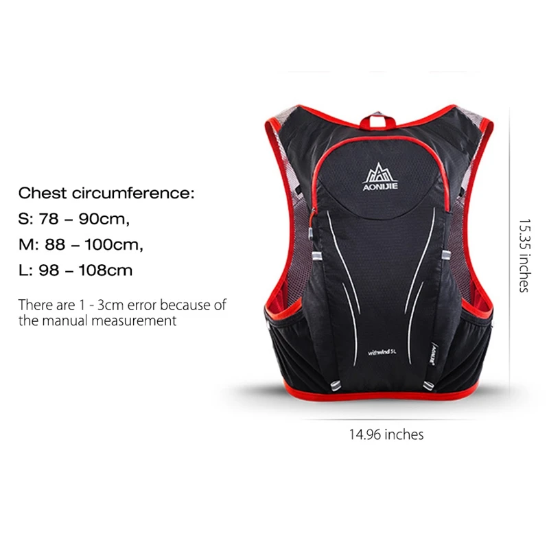 AONIJIE 5L Upgraded Outdoor Running  Backpacks Marathon Reflective Bag Cycling Hiking Backpack Hydration Vest Pack E906S