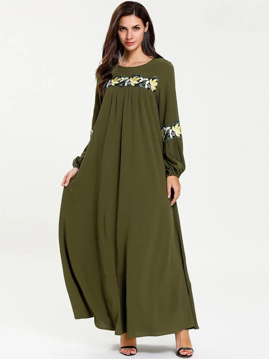 Женское длинное платье с длинным рукавом Abaya свободное мусульманское в арабском