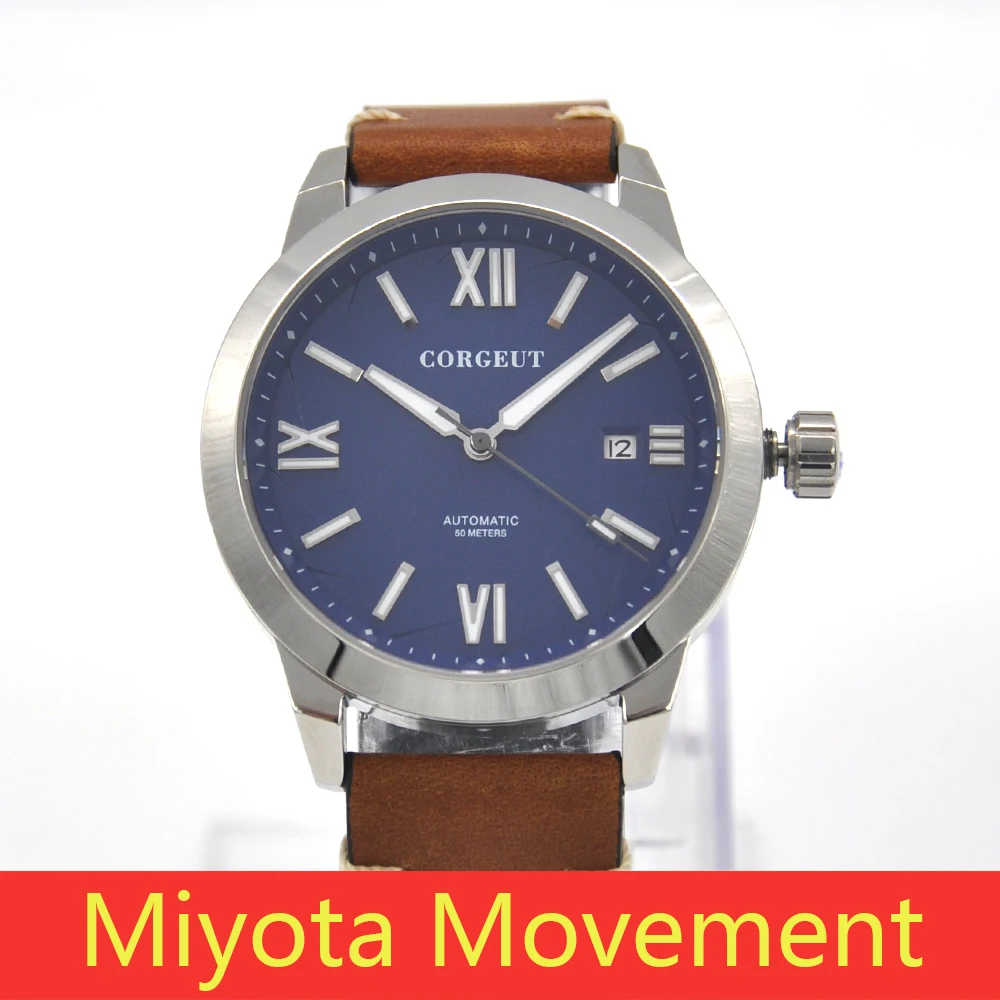 Роскошные мужские механические наручные часы с синим циферблатом 41 мм|Мужские