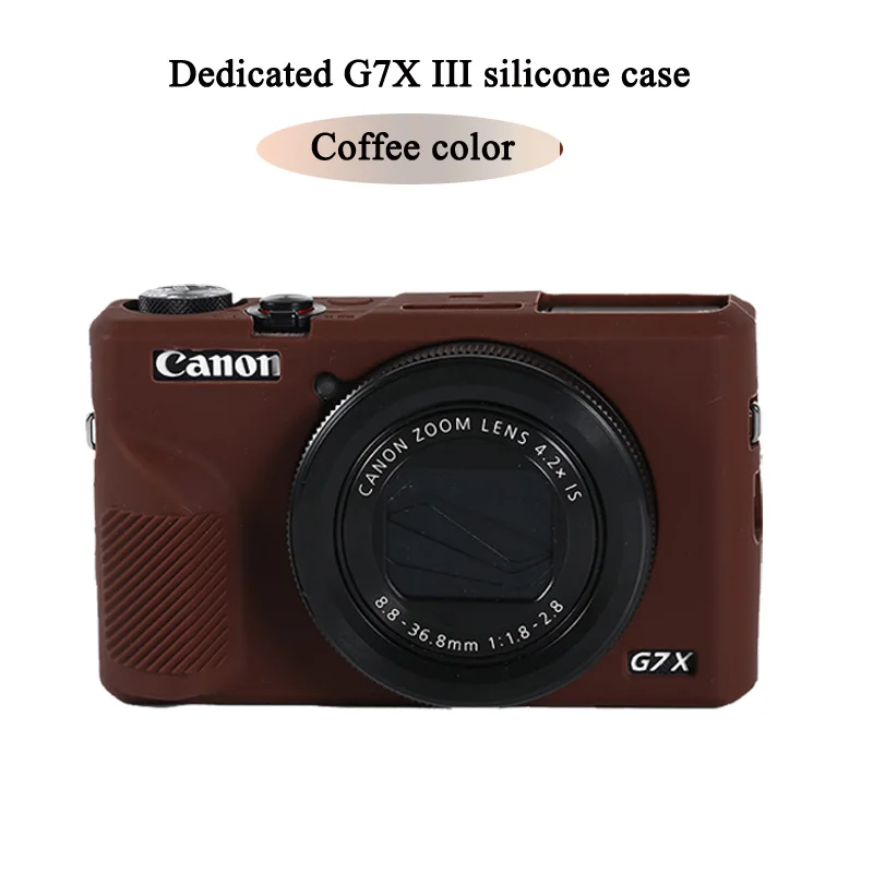 Красивая видеокамера для камеры Canon G7XII G7X II G7X mark 3 G7X III G5X II силиконовый чехол резиновый чехол для камеры защитный чехол - Цвет: G7X III Coffee color