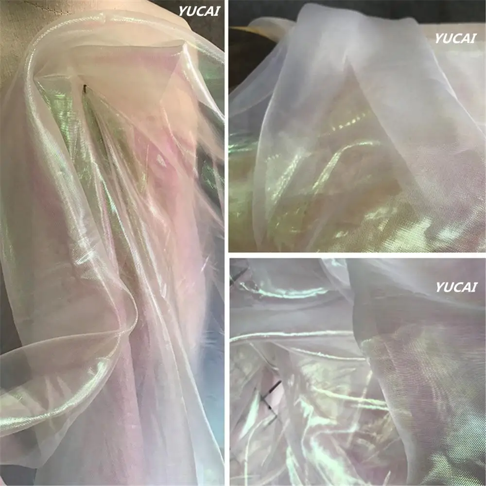 50*140CM Tulle Fabric Pearl pink with seven color illusion organza Cloth Dress Background Curtain DIY | Дом и сад