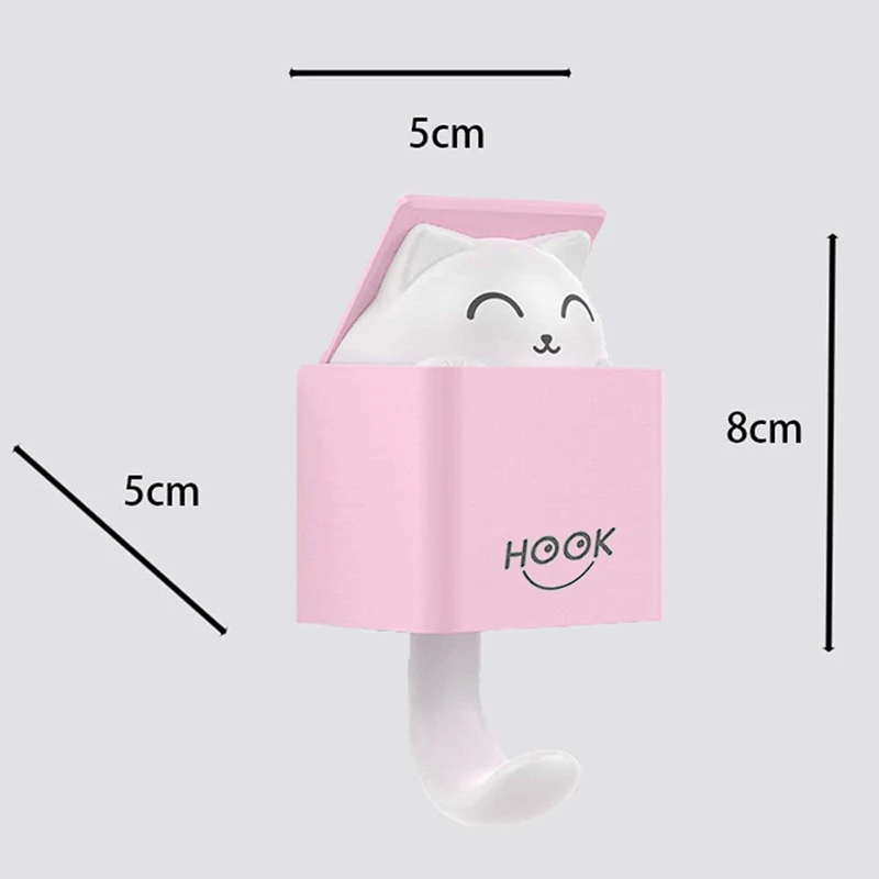 

4 Pcs Cat Wall Hooks,Coat Hooks Adhesive, Hooks Heavy Duty for Bathroom/Bedroom/Kitchen,for Keys,Towel,Hat,Scarf,Bag