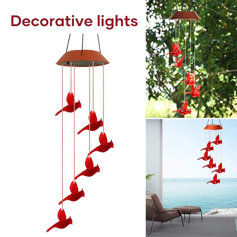 Новая солнечная красная птица светильник ряная колокольчик с красосветильник