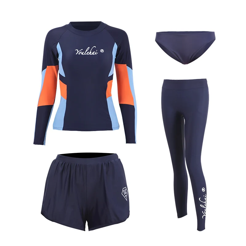 4 шт. корейский стиль Рашгард купальники для женщин серфинг рубашка с длинным