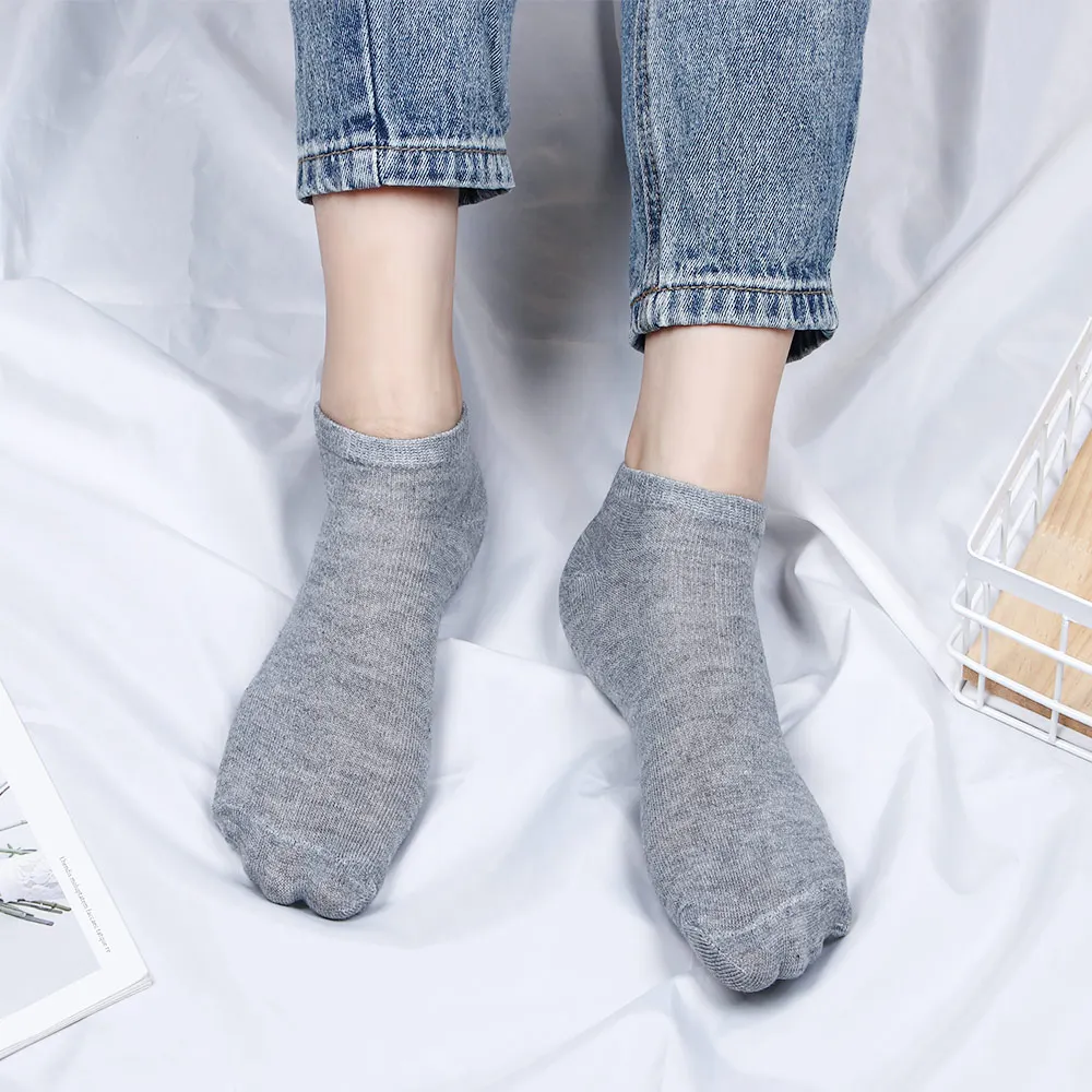 Grey 1 пара, женские модные, яркие цвета, мягкие, из хлопка с глубоким вырезом, короткие носки женские, повседневные носки, весна-осень - Цвет: Grey