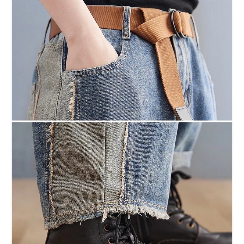 Autumn Winter Casual Jeans Boyfriend Femme Loose Wide Leg Plus Size Mom Baggy Jeans Women Belt Patchwork Streetwear Denim Pants