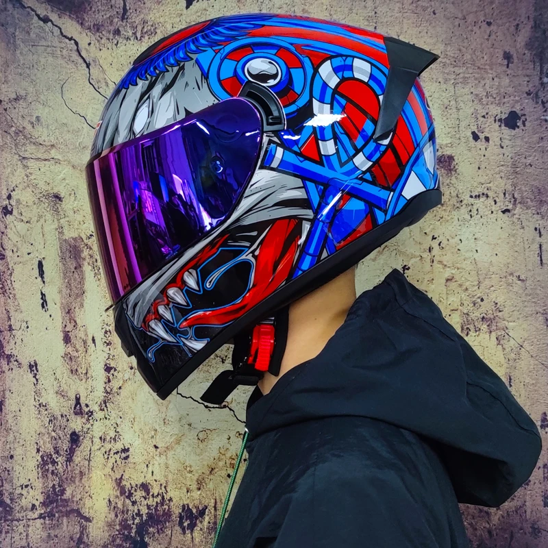 Полнолицевые гоночные шлемы зимний теплый двойной козырек мотоциклетный шлем