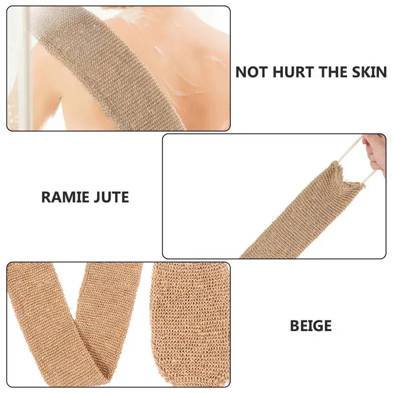 

Ramie Jute Bath Towel Shower Towel Back Body Exfoliating Belt Shower Scrubber For Body Cleaning Bathroom Shower Strap