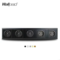 wallpad 5 way eu electric wall socket quintuple panel black white grey gold brown l6 p70 plastic palace style 430 86 mm