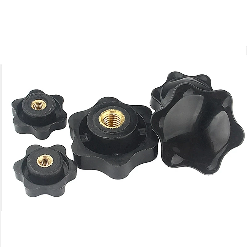 

5PCS M4 M5 M6 M8 M10 M12 Plum Hand Tighten Nuts Handle Thread Mechanical Black Thumb Nuts Clamping Knob Manual Nuts Perforated
