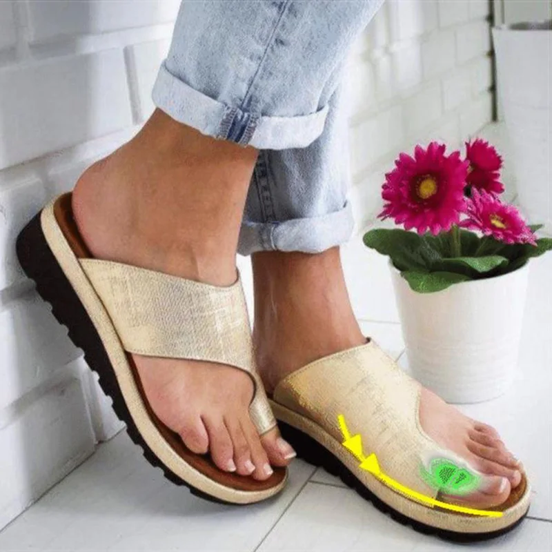 

Women PU Leather Shoes Comfy Platform Flat Sole Ladies Casual Soft Big Toe Foot Correction Sandal Orthopedic Bunion Corrector