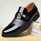 Туфли мужские классические, элегантные формальные свадебные туфли, без застежки, офисные оксфорды, черные