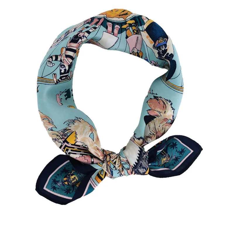 

2020 Hijab Winter Brand 100% Mulberry Silk Small Square Scarf Female Personality Decoration Professional Bandana Foulard