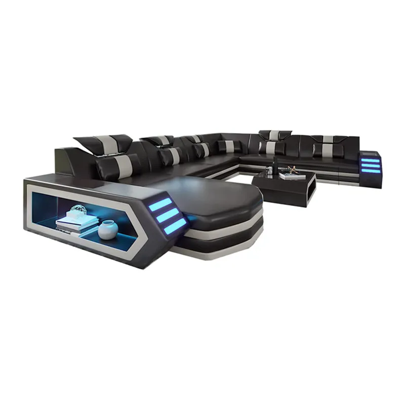 Гостиная диван угловой Настоящая Натуральная кожа диваны с хранения динамик