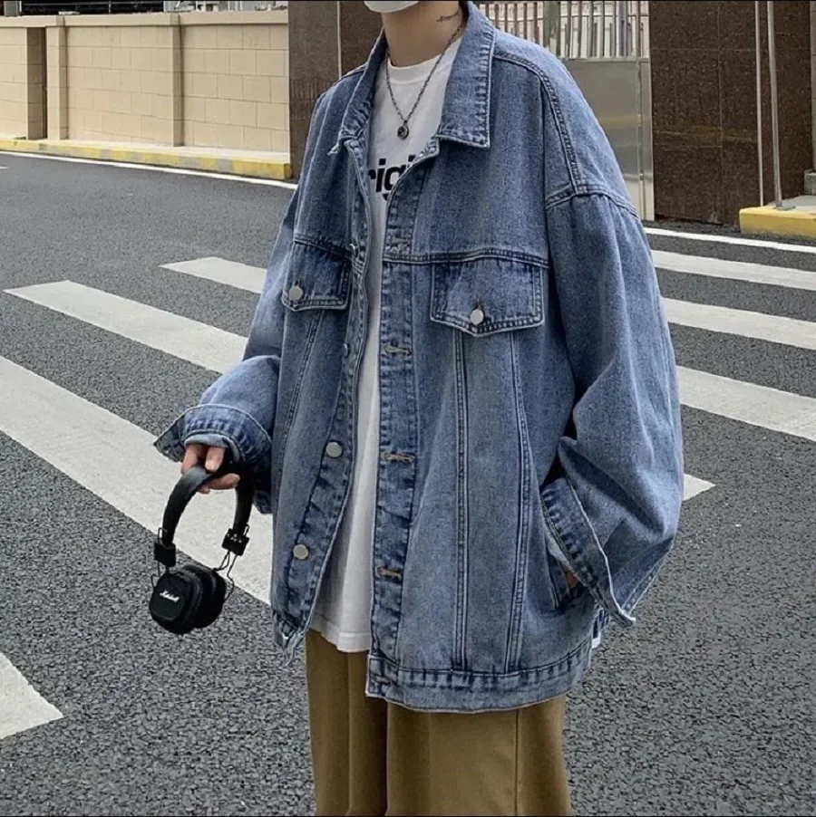 

Trendy Loose Denim Jacket Men's Autumn And Winter Brand Hong Kong Style