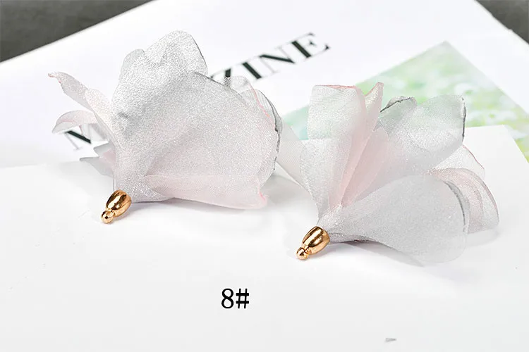 DIY серьги ручной работы свежий сладкий разноцветный шифон атласный цветок кулон