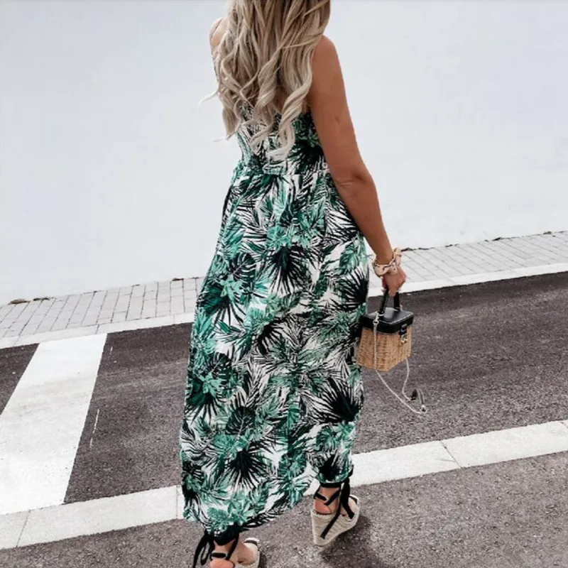 

NIBESSER Women Floral Print Dress Summer Sexy V-neck Backless Long Dresses Female 2021 Bohemian Party Dress Vestido Beach Wear