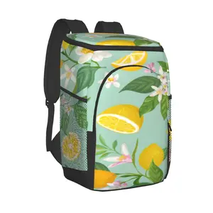 picnic cooler backpack plant fruit lemon floral waterproof thermo bag refrigerator fresh keeping thermal insulated bag free global shipping