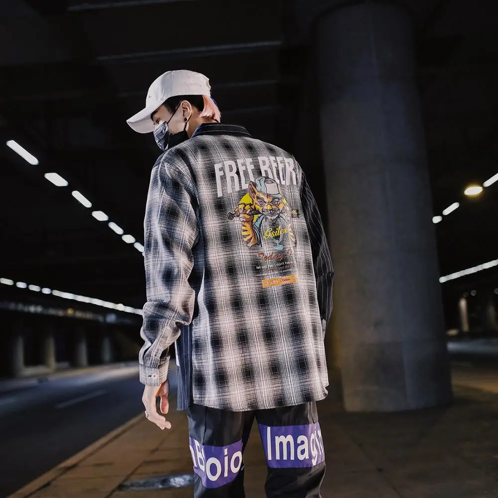 

Lvzhoulong Casual Shirt Men Brand Clothing New Casual Long Sleeve Male Street Dress Shirts Fashional Layout Harajuku Style Shirt