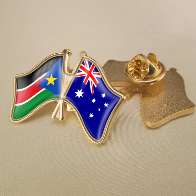 Австралия и Южный Судан перекрестные двойные искусственные броши | Украшения