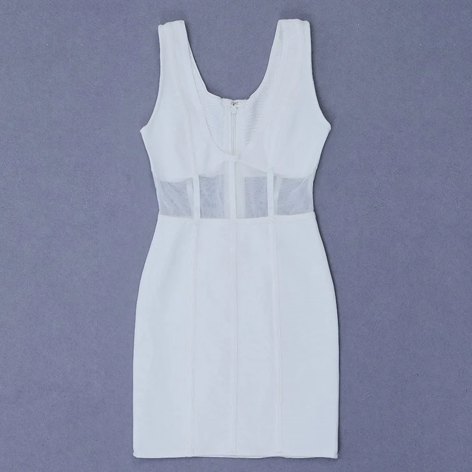 Летнее белое сексуальное Бандажное платье облегающее на бретельках без рукавов