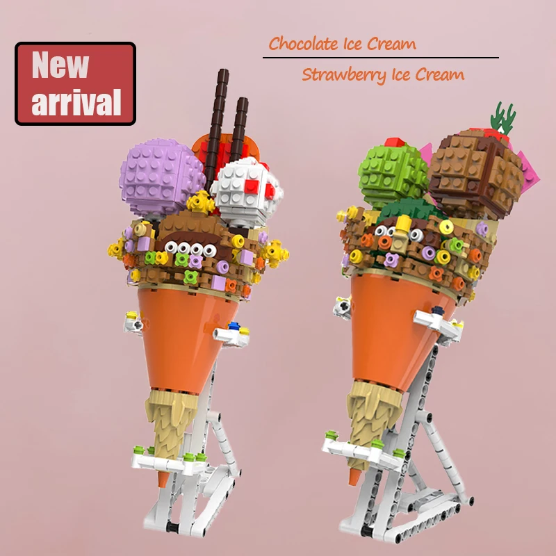 

MOC Creator Expert Chocolate Strawberry Ice Cream Static Decoration Building Block Model Ideas Toys Friends Children's Toys Gift