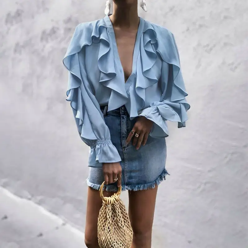 Британская женская летняя блузка Свободная шифоновая с v образным вырезом и