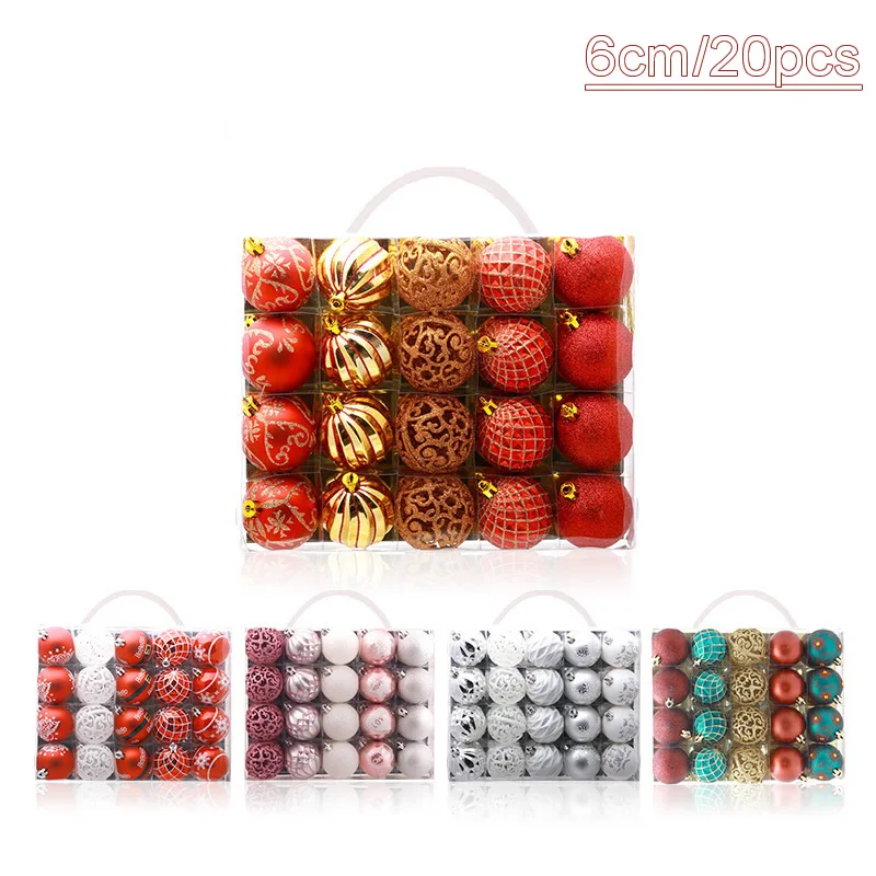 

20pcs/Lot 6cm/2.4Inch Decoration Color Balls Christmas Tree Ornaments Hang Shiny Bauble Ball For Home Bar Party Wedding Decor