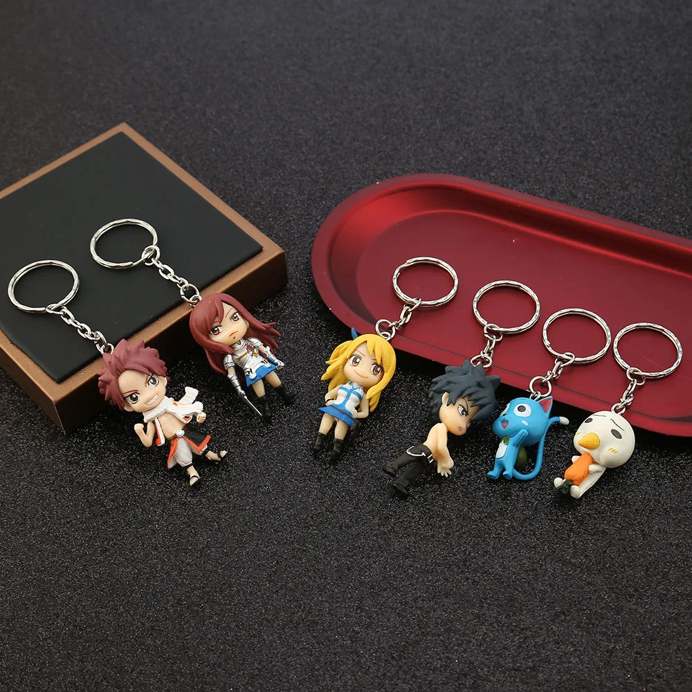 

Anime Fairy Tail Keychain Cosplay Cartoon Figure Model Toy Pendant Key Holder Chain Men Fashion Jewelry Souvenirs Accessories