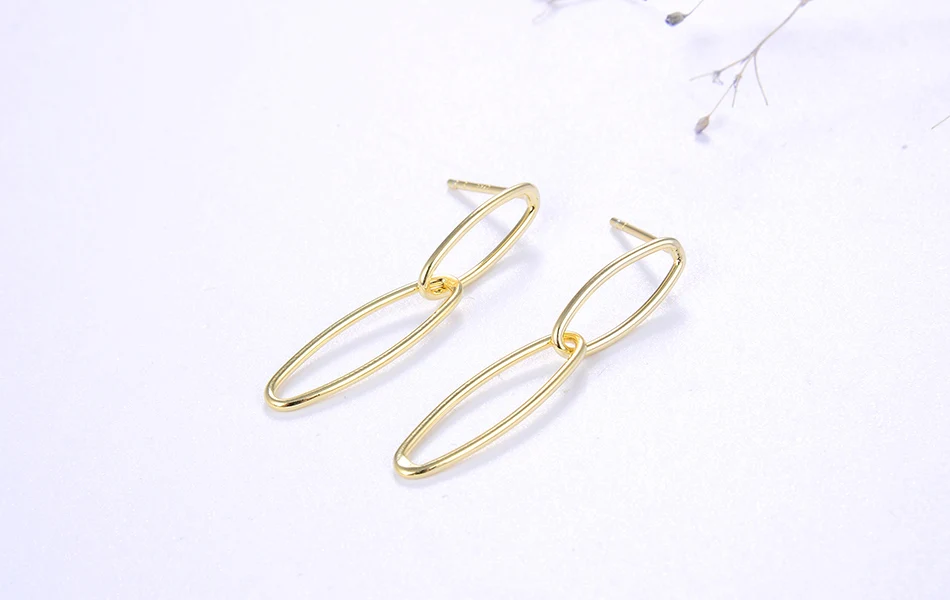 ORSA JEWELS Твердые 925 длинные висячие серьги Новейшие Стерлингового Серебра простые геометрические овальные висячие серьги женские ювелирные изделия SE184